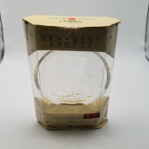 Vintage Christmas Ornament Etched Fine Acrylic I Love You 1982 Round Circle Xmas